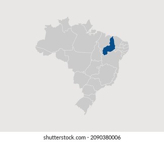 Piaui Region Highlighted on Brazil Map Eps 10