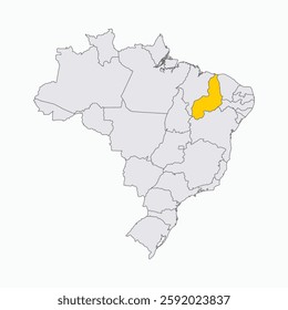 Piaui Region highlighted on Brazil map