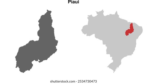 Conjunto de mapa de esquema en blanco del estado de Piaui