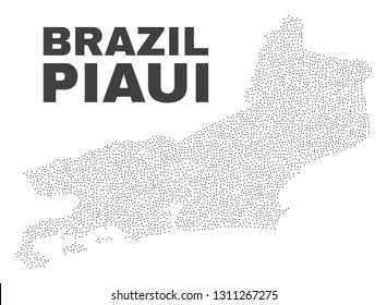 Piaui State map designed with small dots. Vector abstraction in black color is isolated on a white background. Random small dots are organized into Piaui State map.