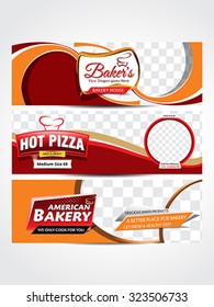 piazza & bakery header &web banner vector illustration 