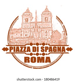 piazza di spagna roma grunge stamp with on vector illustration