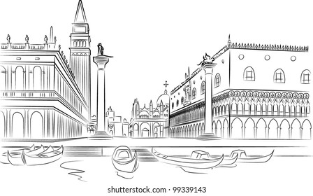 Piazza San Marco with Campanile and Doge Palace. Venice, Italy