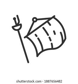 Pica and cloak (hood) of the matador, linear icon. Line with editable stroke