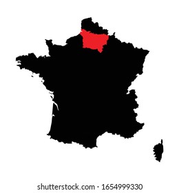 Picardie Region highlighted on France map Vector EPS 10