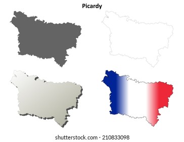 Picardy blank detailed outline map set - vector version
