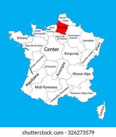 Picardy map, Picarde map vector. France map vector.