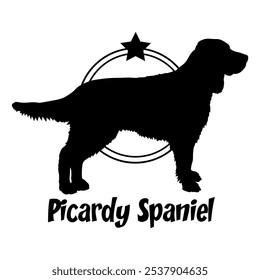 Picardy Spaniel. dog silhouette,  dog, dog breeds, logo, vector, silhouette, logo design, animal, illustration, icon, sign, design, black,  symbol, pet