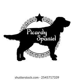 Picardy Spaniel perro silueta, perro, razas de perro, Vector, silueta, diseño de logotipo, animal, ilustración, icono, signo, negro, mascota