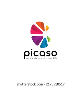 Picaso - A rainbow colour logo design for a paint company - Four Colour Logo