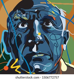 Picasso Face Vector Art Illustration Design