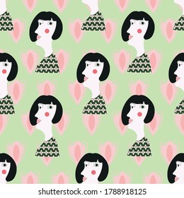 Picasso like art repeat pattern print background