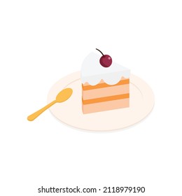 Pice of cake - Isometric vector illustration in flat design.