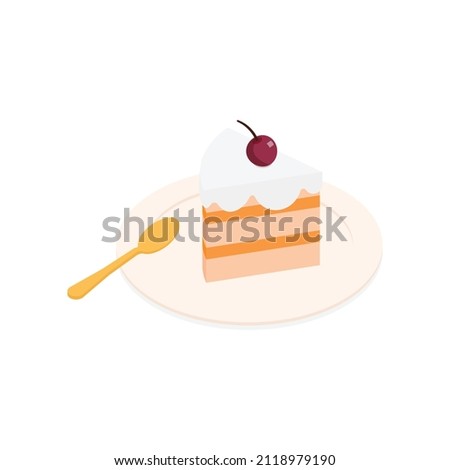 Pice of cake - Isometric vector illustration in flat design.