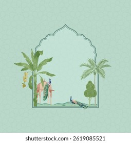 Pichhwai theme Wedding Monogram. Traditional Mughal Wedding Monogram Design