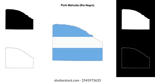 Pichi Mahuida department (Rio Negro) outline map set