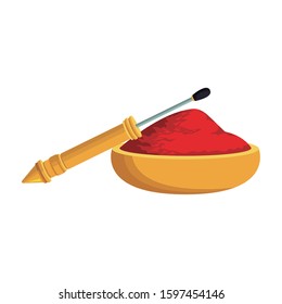 pichkari and holi powder over white background, colorful design, vector illustration