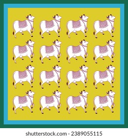 Pichwai cow frame , for wall art ,cushion cover  fabric , crockery , sticker packaging