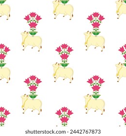 Pichwai cow and lotus pattern , pichwai print , indian print for textile , stationery 