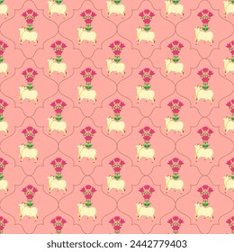 Pichwai cow and lotus pattern , pichwai print , indian print for textile , stationery 