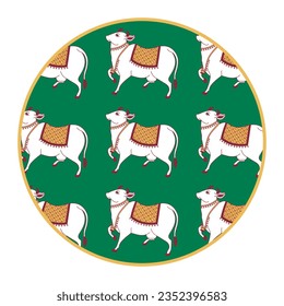 Pichwai cow on circle frame , wallplate , plate print ,magnet  wall art buttons coasters