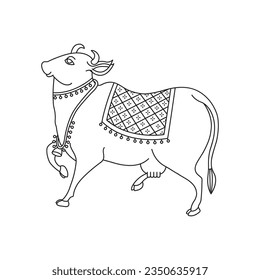 Pichwai cow outline simple drawing 