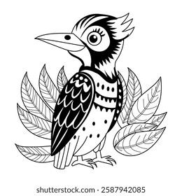 Picinae bird illustration in vintage style