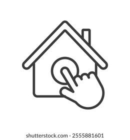 Pick an apartment, icon in line design. Apartment, selection, home, housing, real estate, choice, living on white background vector. Pick an apartment editable stroke icon