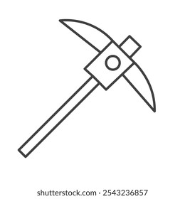 Pick axe icon in black outlined and solid.