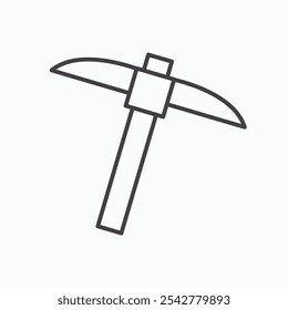 Pick axe icon in black and white outlined stroke