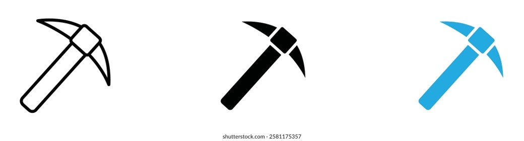 Pick axe icon black white vector outline
