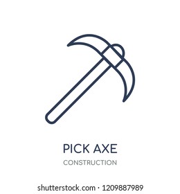 Pick axe icon. Pick axe linear symbol design from Construction collection. Simple outline element vector illustration on white background.