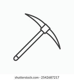 Pick axe icon in thin black lines