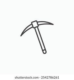 Pick axe icon in thin outlined.