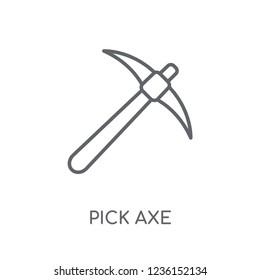 Pick Axe Linear Icon. Modern Outline Pick Axe Logo Concept On White Background From Construction Collection. Suitable For Use On Web Apps, Mobile Apps And Print Media.