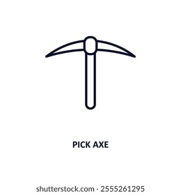 pick axe outline icon.  Thin line icon from construction tools collection. Editable vector isolated on white background