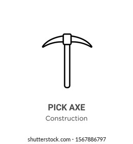 Pick axe outline vector icon. Thin line black pick axe icon, flat vector simple element illustration from editable construction concept isolated on white background