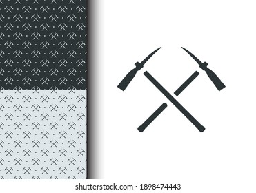 Pick Axe Seamless Pattern Vector For Background, Texture, Backdrop, Banner, Poster, Wallpaper, Sticker, Brochure, Textile, Fabric. Bandana Element. Isolated Background. Eps 10