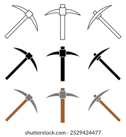 Pick axe tool icon in vector format