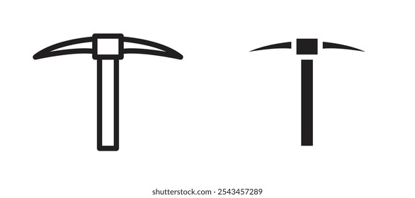 Pick axe vector icon set in black.