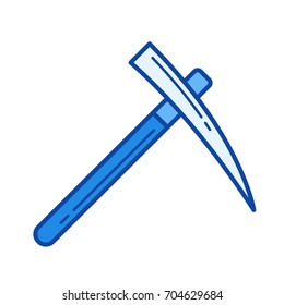 Pick axe vector line icon isolated on white background. Pick axe line icon for infographic, website or app. Blue icon designed on a grid system.