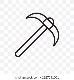 Pick axe vector linear icon isolated on transparent background, Pick axe transparency concept can be used for web and mobile