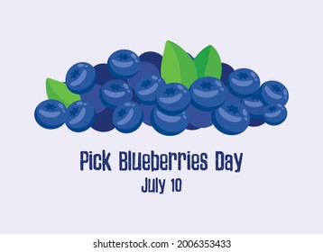 Elija vector Día de Blueberries. Pila de vectores de arándanos azules maduros. Día de Picking de arándanos, 10 de julio. Día importante