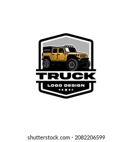 pick up camper truck isolated logo vector