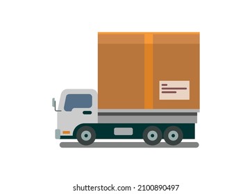 Pick Up Car Carrying Big Box. Simple Flat Illustration
