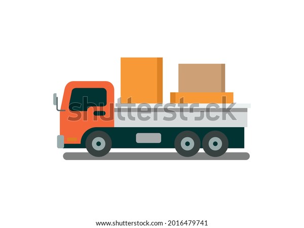Pick up\
car delivering goods. Simple flat\
illustration
