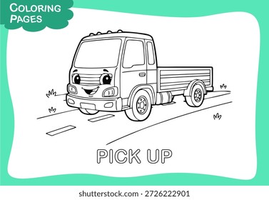Ein Pick-up-Auto-Wohnung Design zum Färben Buch des Kindergartens