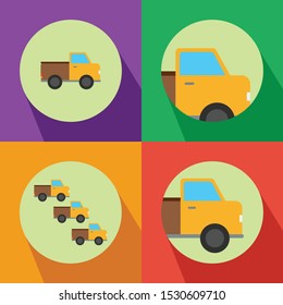 Pick Up Car Four Color Flat Icon Logo Vector Illustration with Different Style 