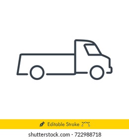 Pick Up Car Icon / Vector - In Line / Stroke Design with Editable Stroke