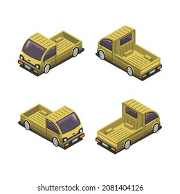 pick up cars isometric vector illustration design